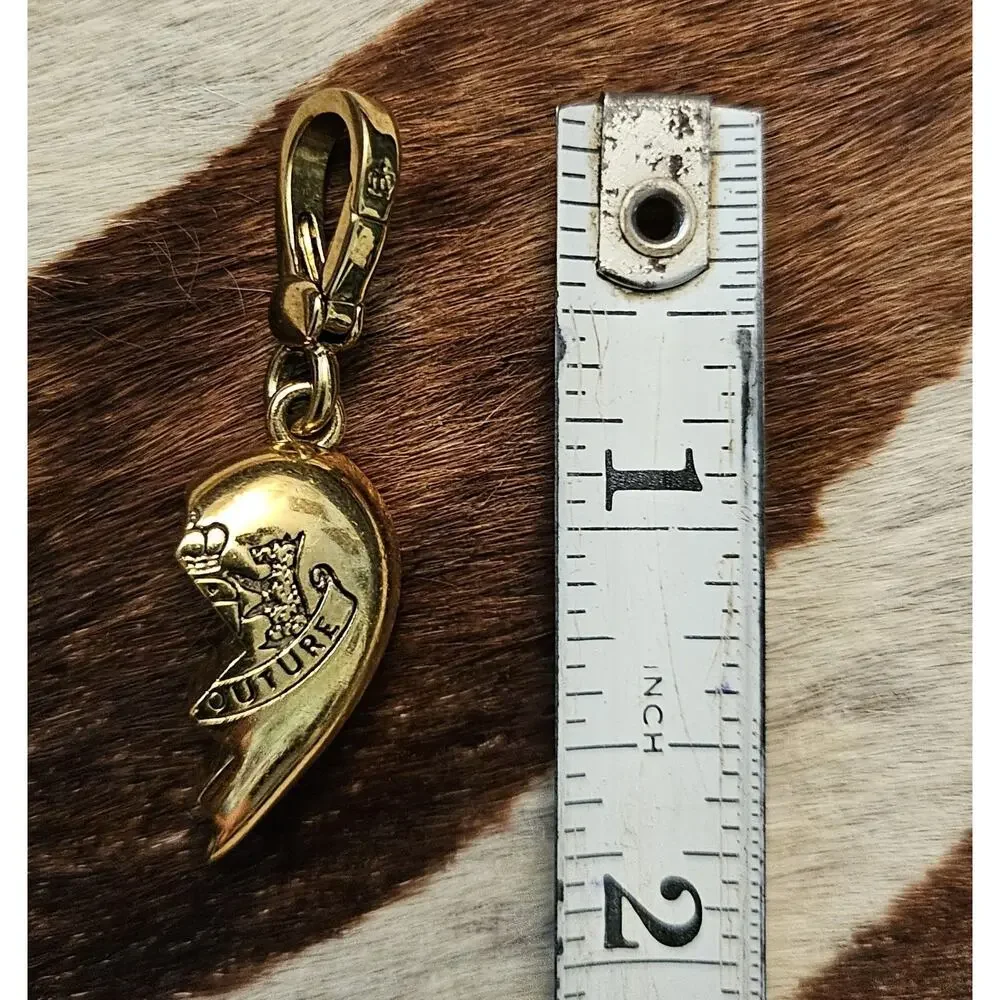 Vintage Y2K Juicy Couture Gold Tone Half/Broken BFF Heart Charm & Bonus Charm